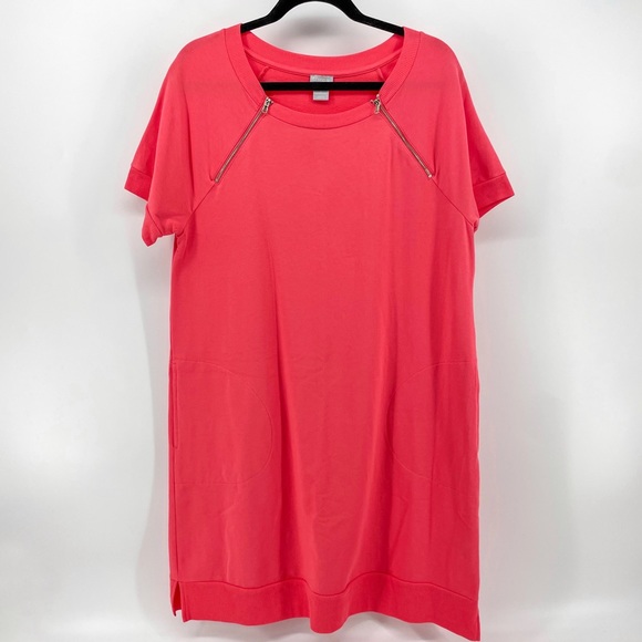 Chico’s Zenergy Shift Dress Hot Pink Cotton Blend Short Sleeves 2 - Picture 1 of 7